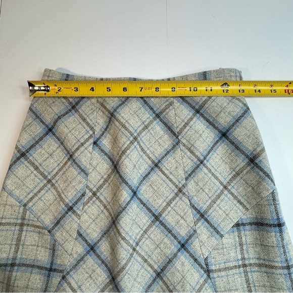 PINORE Wool Blend Off-White Gray Light Blue Skirt Ruffle Hem Lined Size Small - Picture 6 of 7